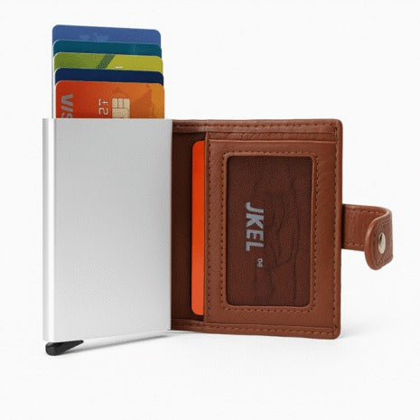 JKEL Leather RFID S-5 Pop-Up Wallet Black